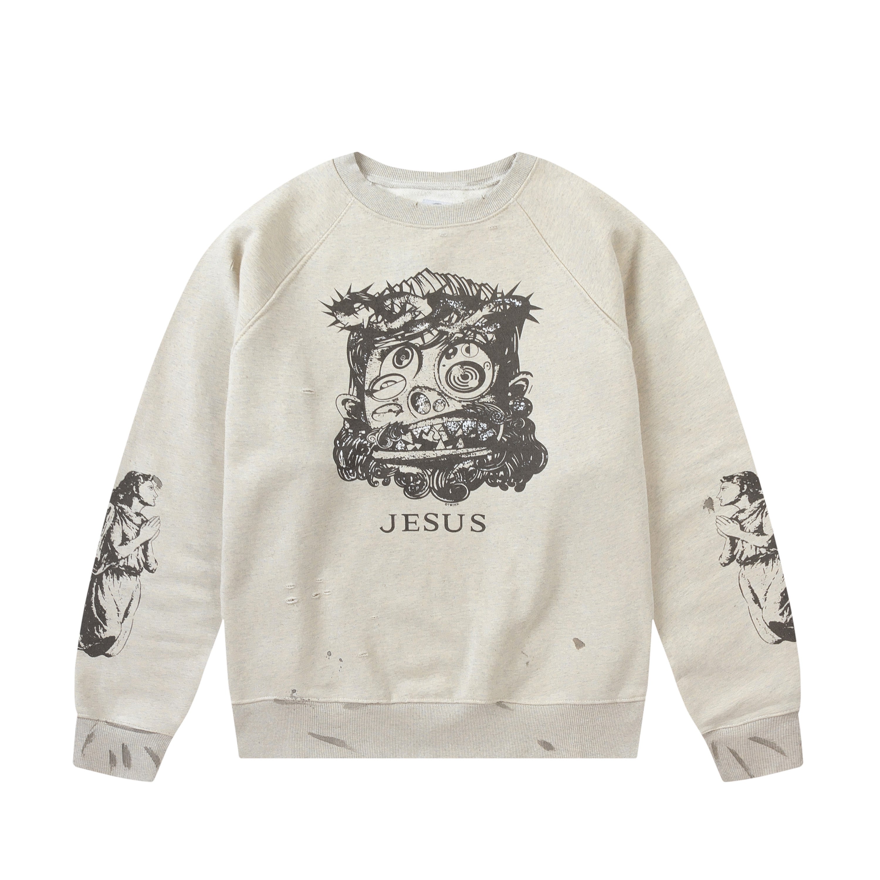 Saint Michael Jesus Distressed Vintage Crewneck Sweatshirt