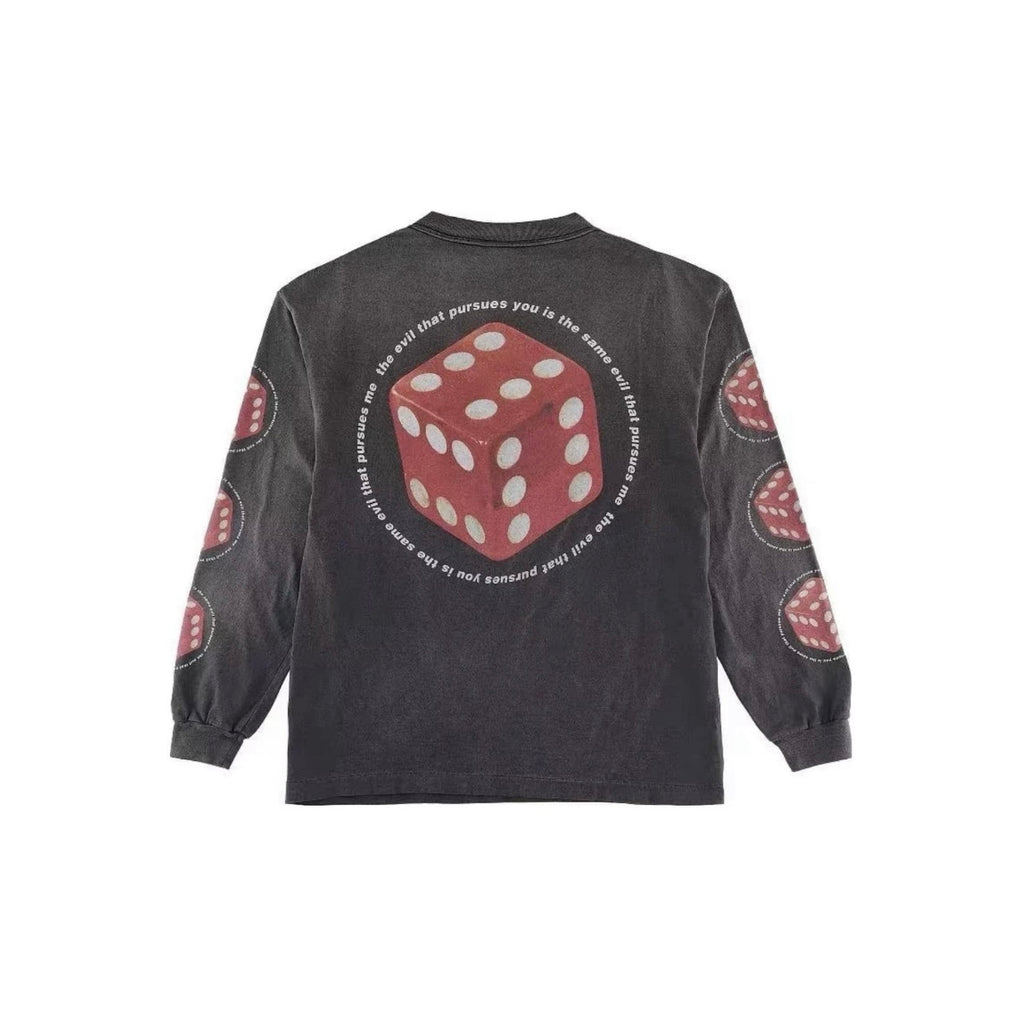 Saint Michael Dice Graphic Vintage Washed Long Sleeve Tee