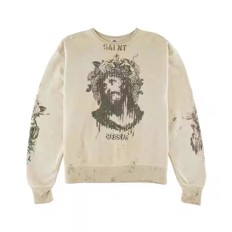Saint Michael Rose Jesus Vintage Crewneck Sweatshirt