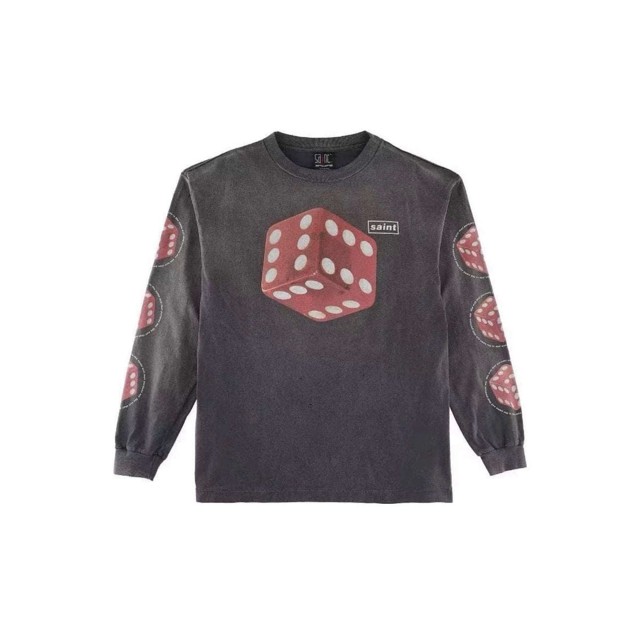 Saint Michael Dice Graphic Vintage Washed Long Sleeve Tee
