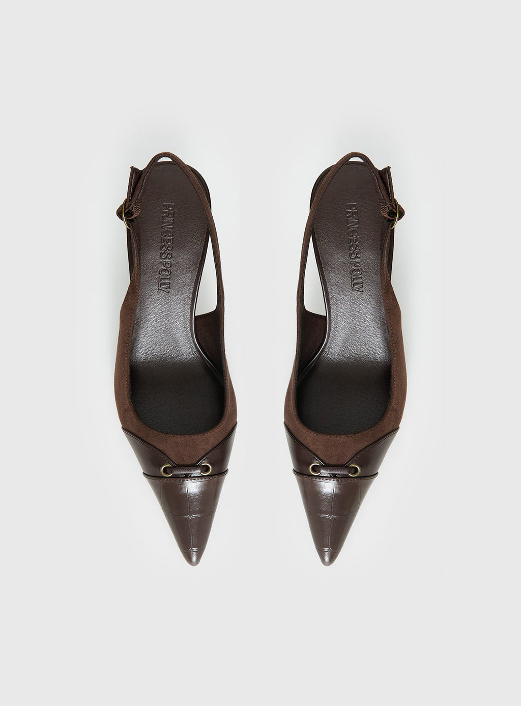 Tiptoe Slingback Heels Brown
