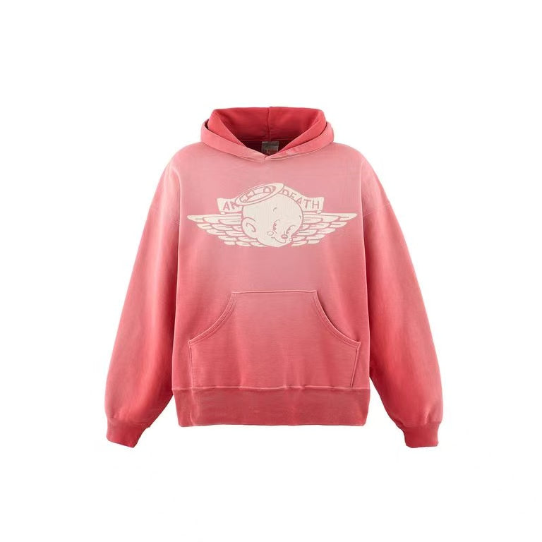 Saint Michael Angel Graphic Washed Red Hoodie