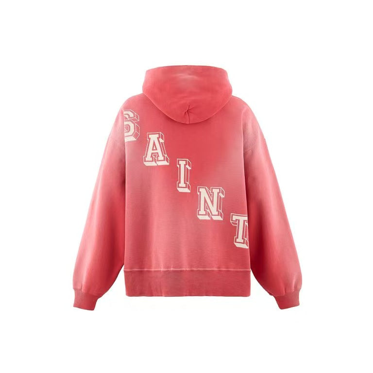 Saint Michael Angel Graphic Washed Red Hoodie