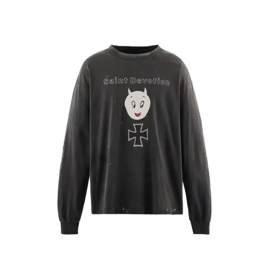 Saint Michael Saint Devotion Washed Graphic Long Sleeve Tee