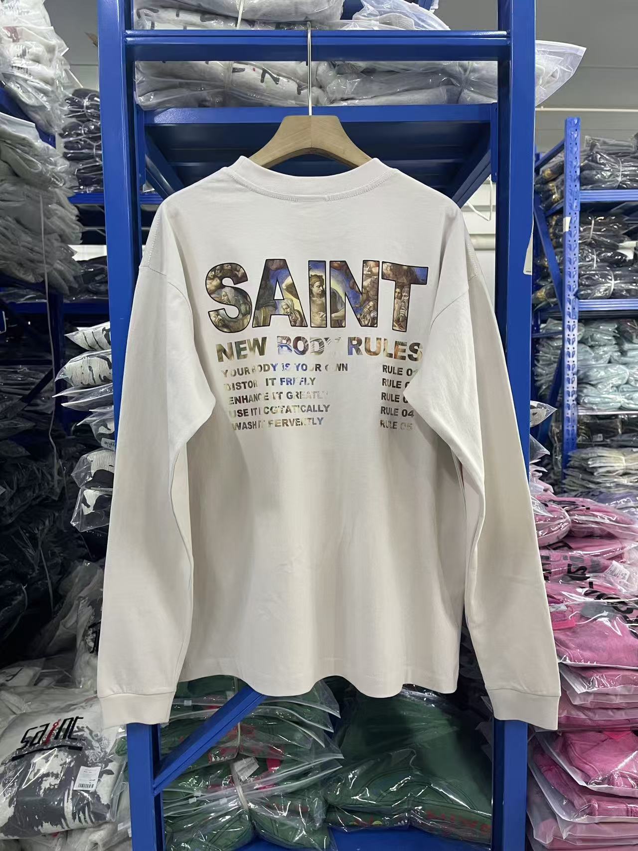 Saint Michael New Body Rules Art Print Cream Long Sleeve Tee
