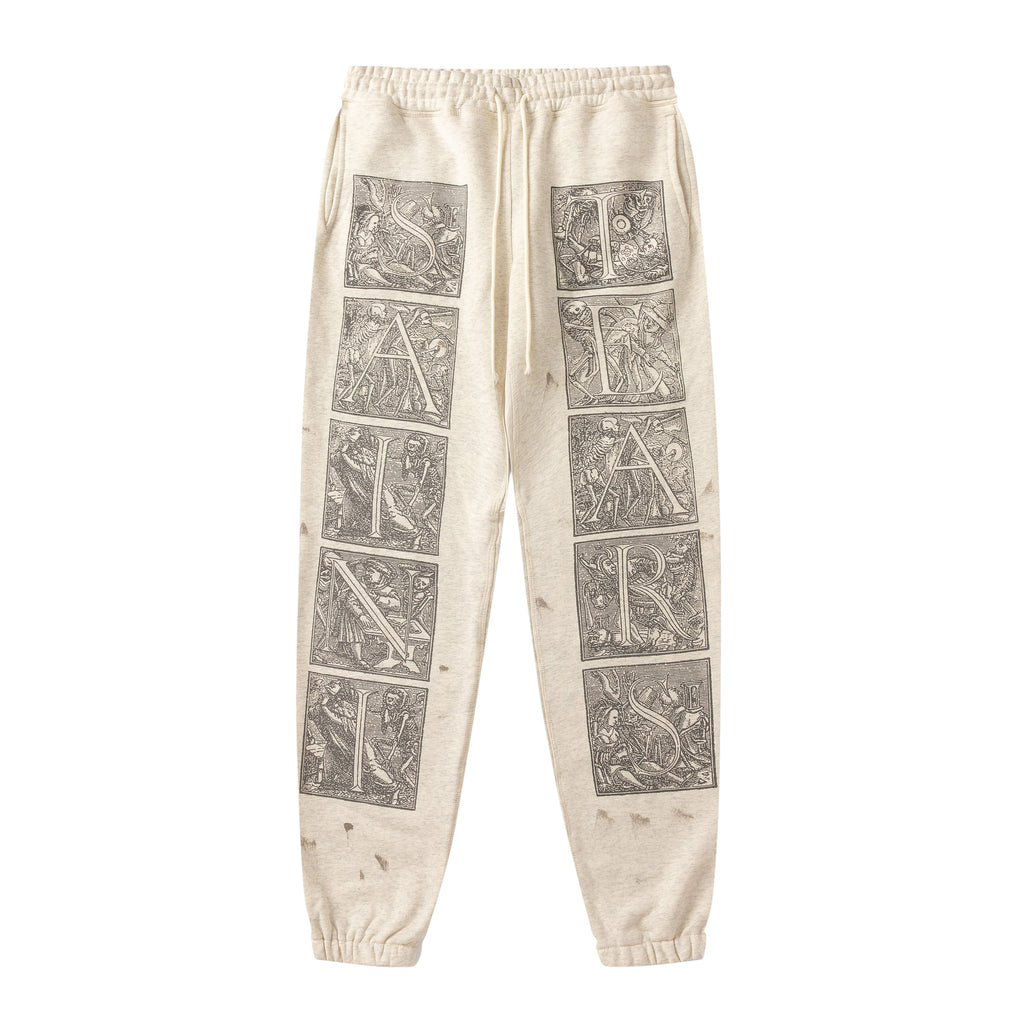 Saint Michael Vintage Skeleton Panel Print Oat Jogger Pants