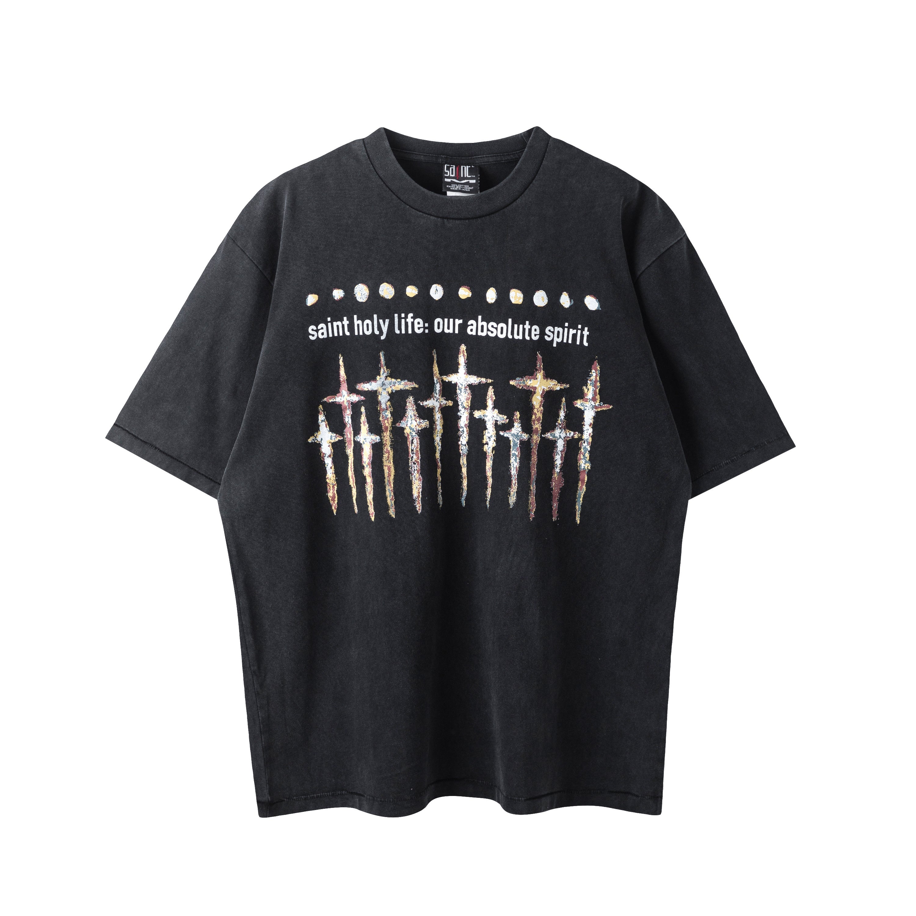 Saint Michael GOD Cross Washed Grey Vintage Tee