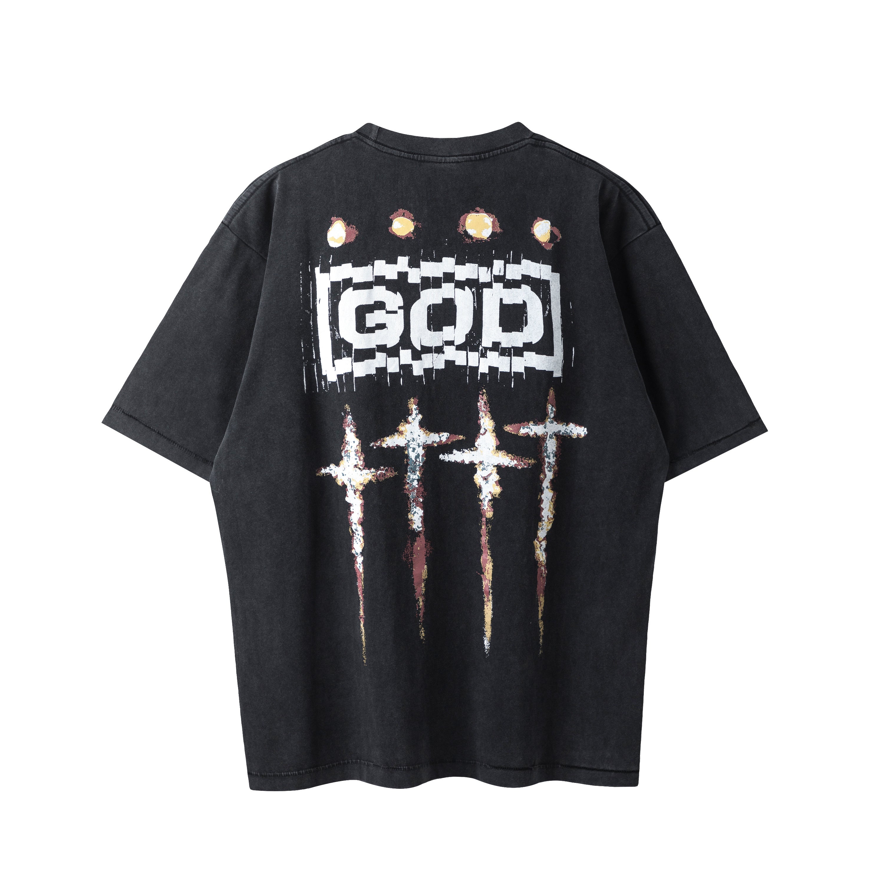 Saint Michael GOD Cross Washed Grey Vintage Tee