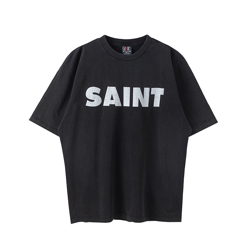 Saint Michael Saint Letter Logo Washed Black Vintage Tee