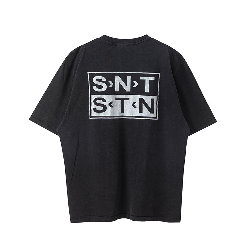 Saint Michael Saint Letter Logo Washed Black Vintage Tee
