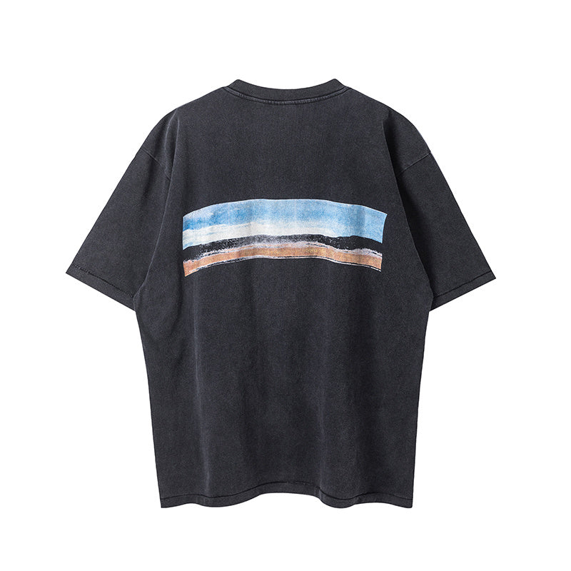 Saint Michael Desert Crucifix Washed Black Vintage Tee