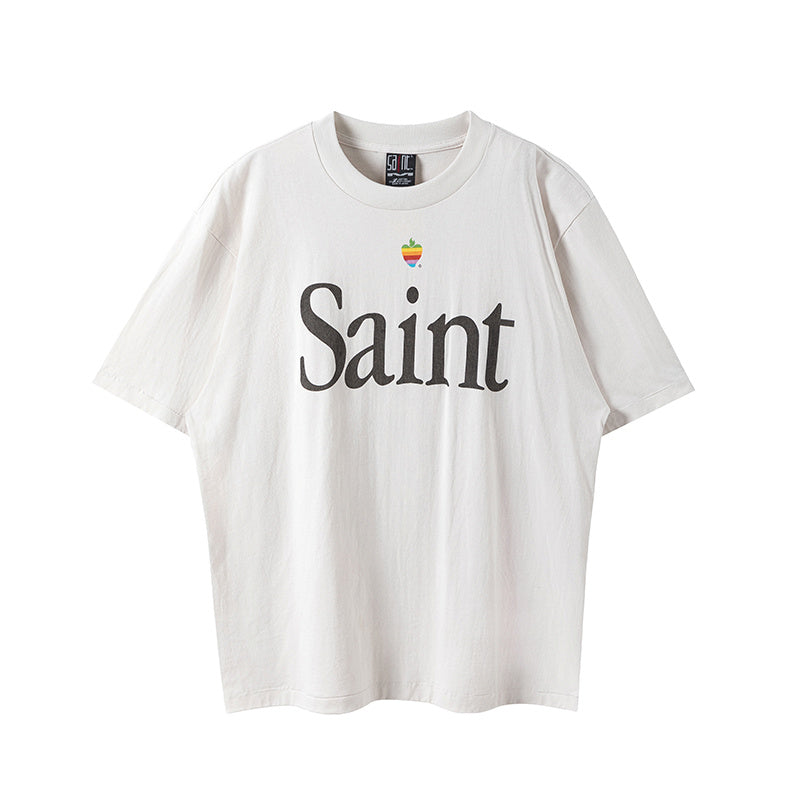 Saint Michael Rainbow Apple Saint Off‑White Vintage Tee