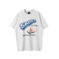 Saint Michael Saint Is Life Cookie Print White Tee
