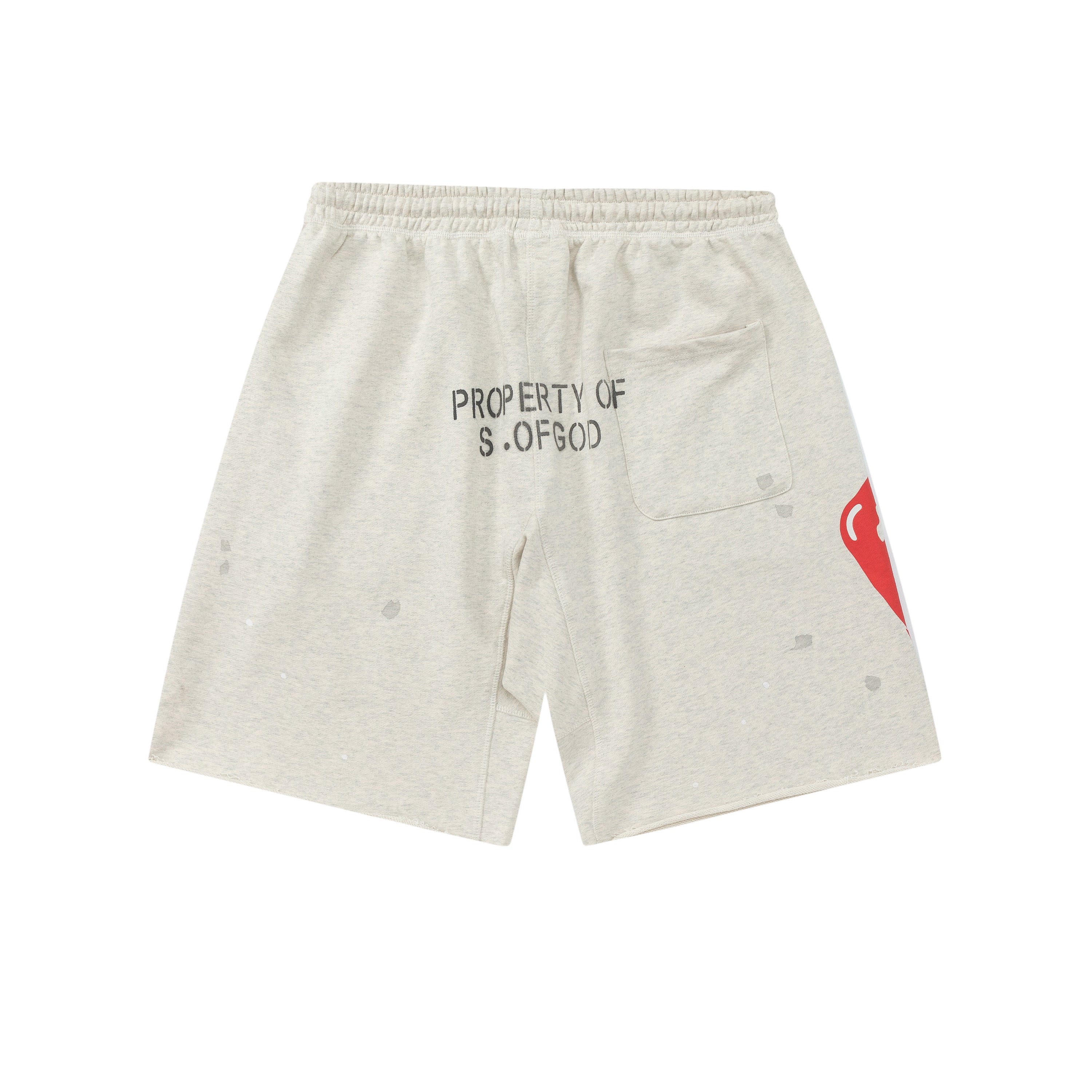 Saint Michael Dripping Heart Print Sweat Shorts