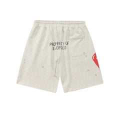 Saint Michael Dripping Heart Print Sweat Shorts
