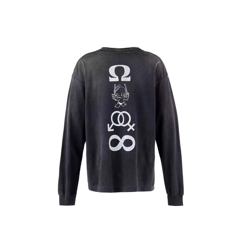 Saint Michael Magic Saint Candle Washed Black Long Sleeve Tee