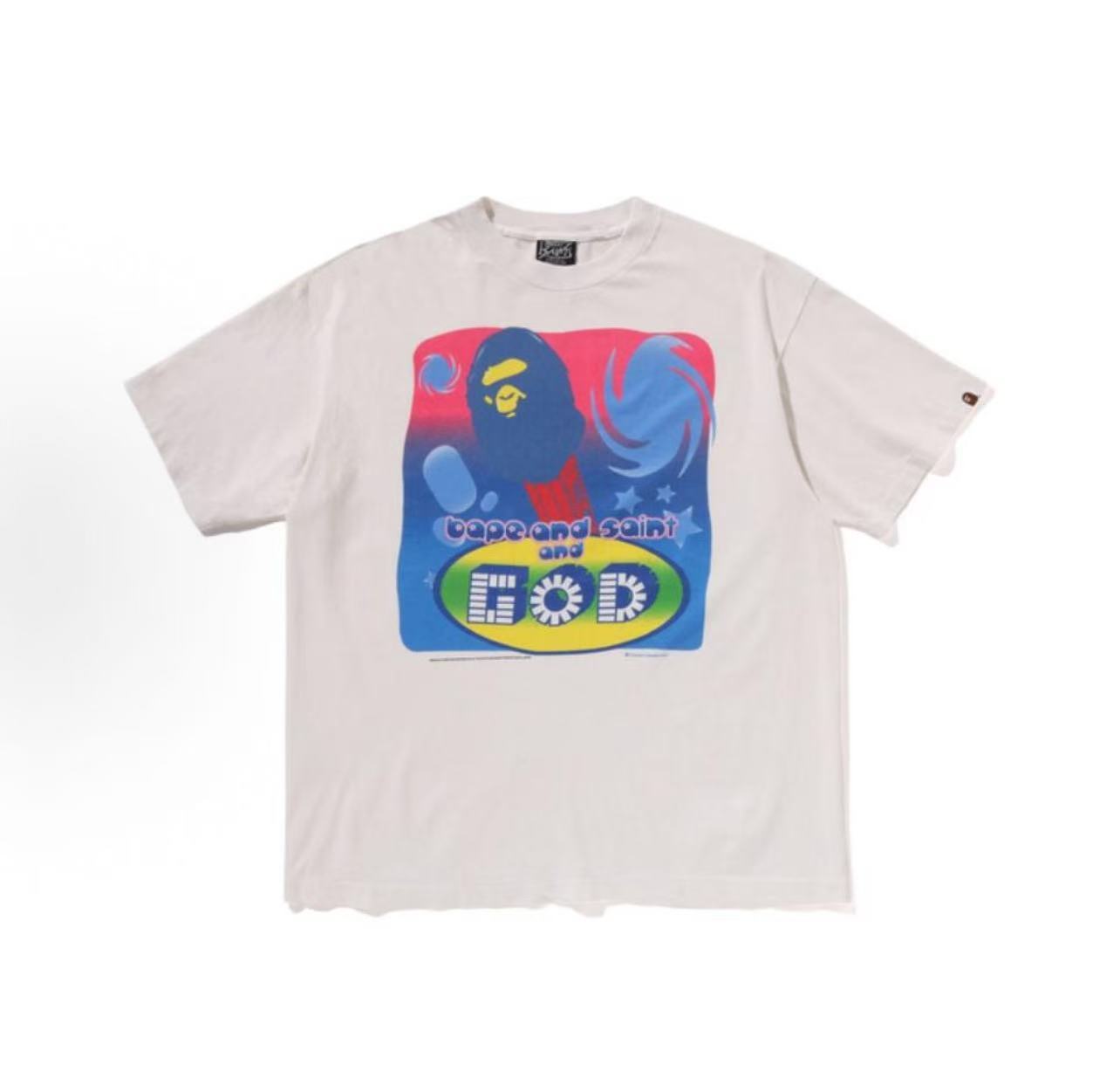Saint Michael Bape And Saint God Colorful Graphic Tee