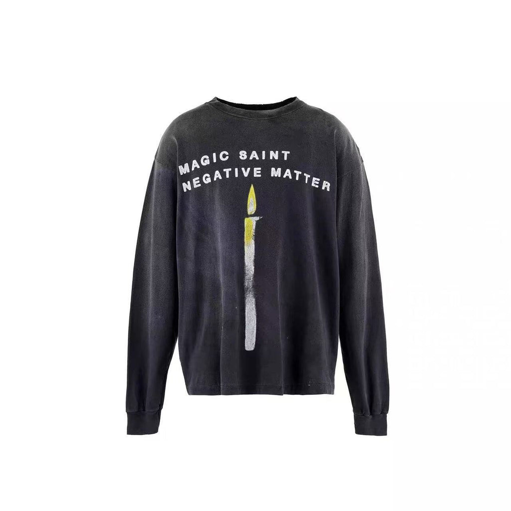 Saint Michael Magic Saint Candle Washed Black Long Sleeve Tee