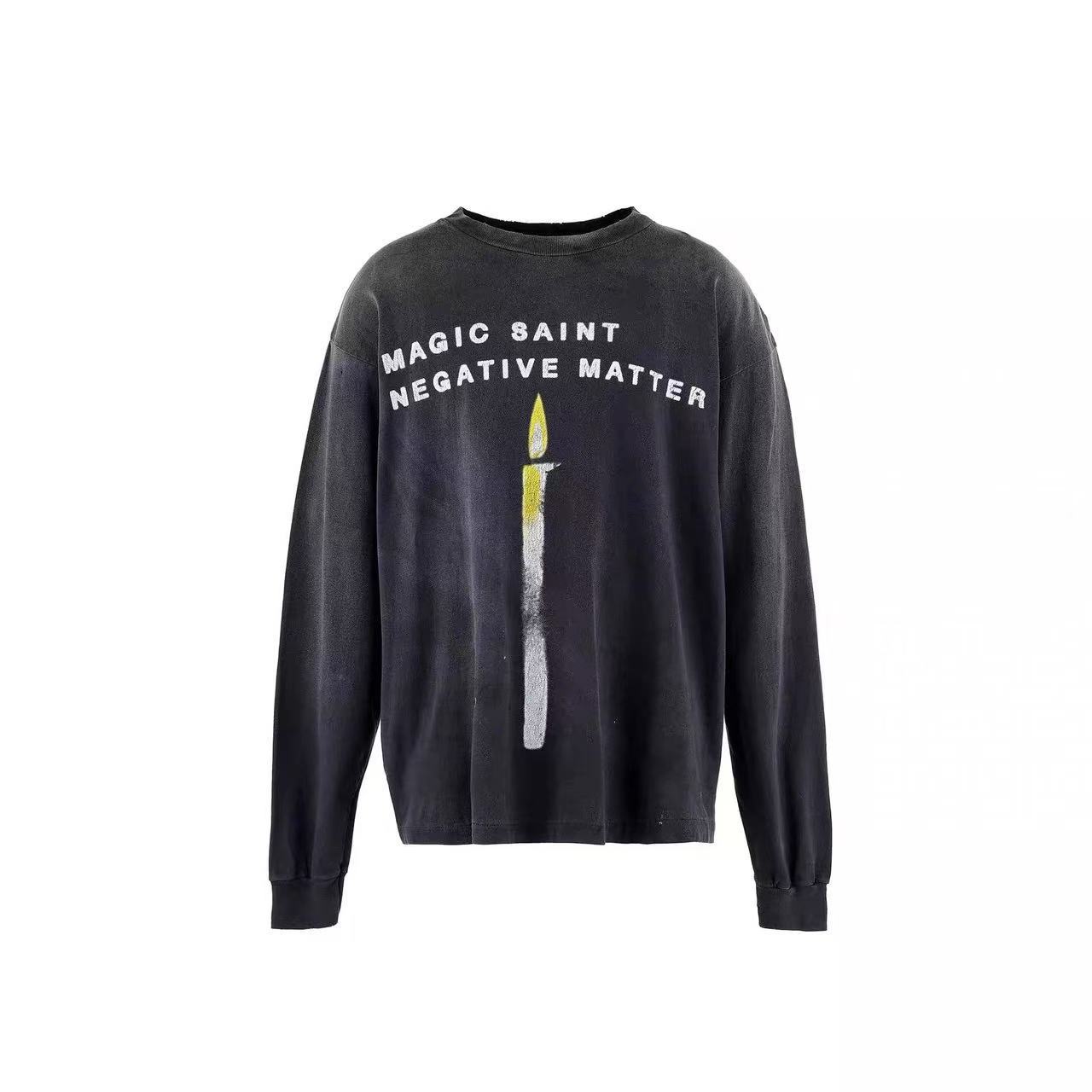 Saint Michael Magic Saint Candle Washed Black Long Sleeve Tee