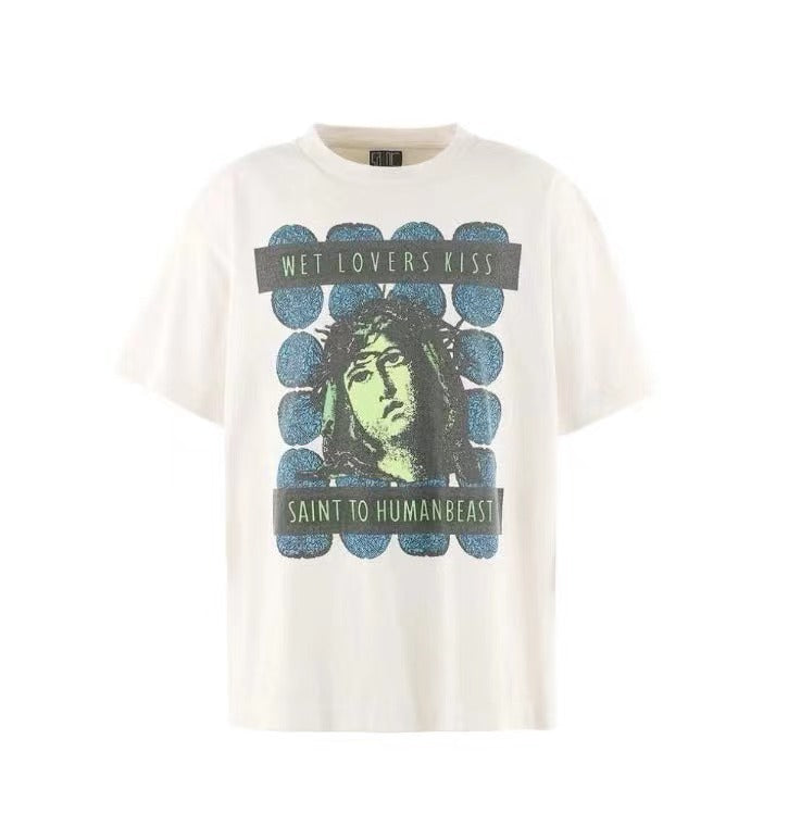 Saint Michael Wet Lovers Kiss Off‑White Vintage Tee