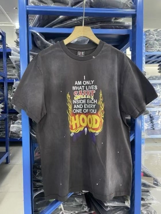 Saint Michael Saint Hood Flame Vintage Black Tee